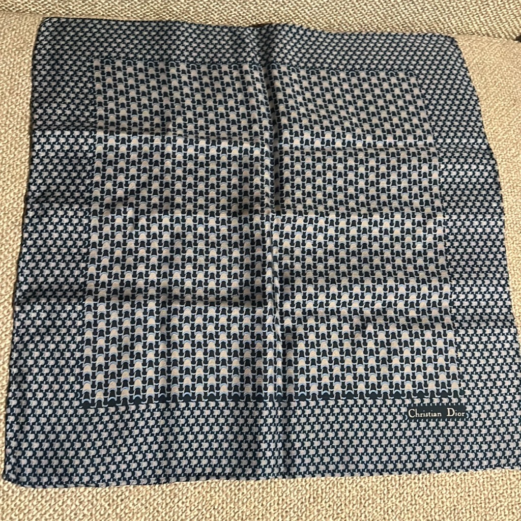 Authentic Christian Dior Scarf Handkerchief Blue